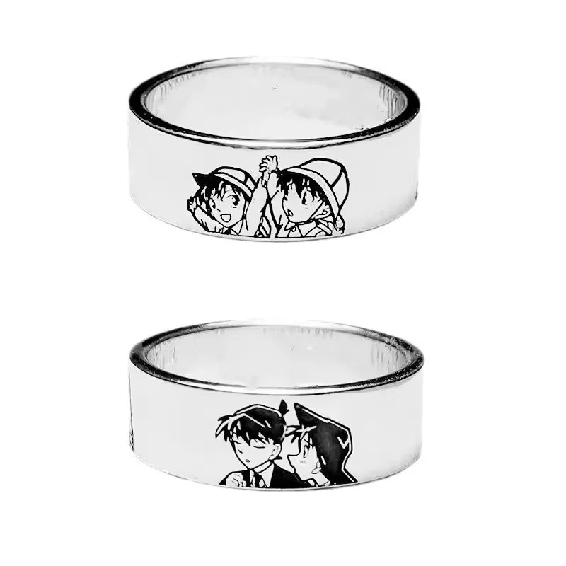 المحقق كونان خاتم قابل للتعديل خواتم معدنية الفضة أنيمي المشاركة الزفاف شخصية خاتم تأثيري مجوهرات الأزياء هدايا جديد