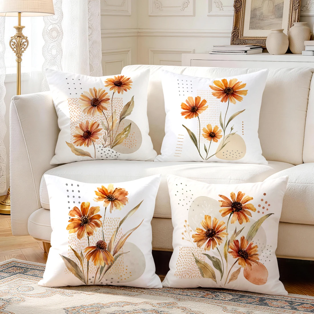 Autumn Chrysanthemum Pillowcase Printed Polyester 40/45/50cm Throw Pillowcover Decorative Sofa Cushion Pillowslip Home Decor