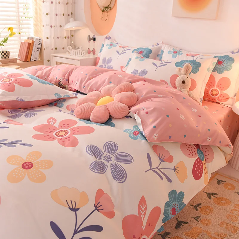 

Spring Home Bedding Suit Cute Cartoon Printing Pattern Bed Sheet Duvet Cover Pillowcase Set Bedroom Decoration Bed Linen Kits