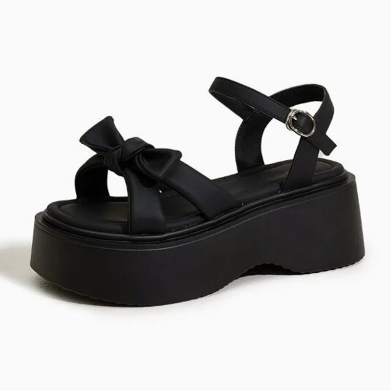 2026 Damen Sommer Plateau-Sandalen Neu Offene Zehenpartie Klobiger Hoher Absatz Damenschuhe Lässige Flache Sohle Schwarze Absatz-Sandalen Femininas