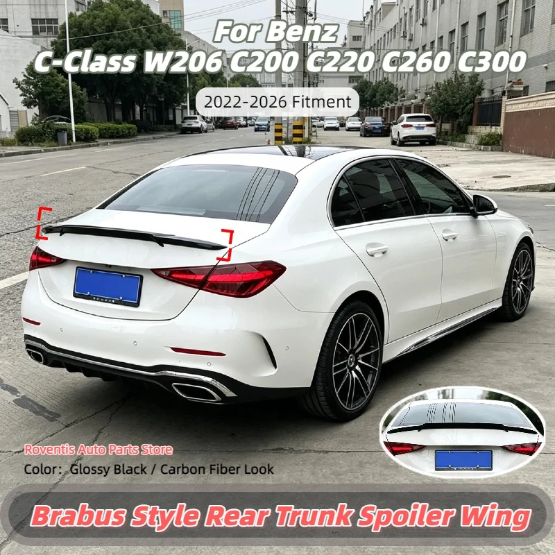For Mercedes Benz C-Class W206 C200 C220 C260 C300 2022 2023 2024 2025 2026 Brabus Style Rear Trunk Spoiler Boot Wing Lip Carkit