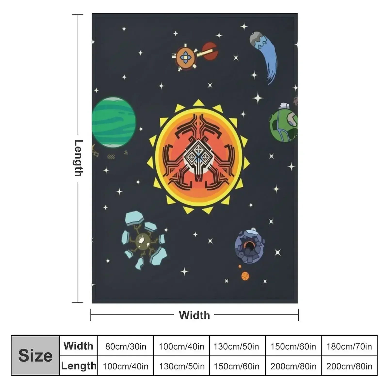 Hearthian Solar System Throw Blanket couch cozy soft plush fuzzy picnic outdoor blanket