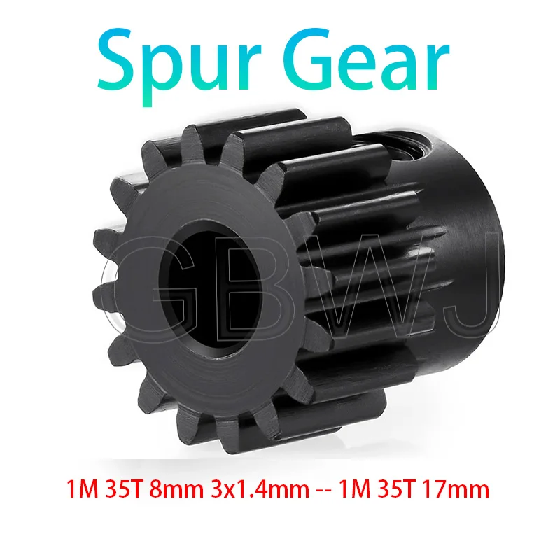 1Pcs Module 1 Motor Gear 1M35T Carbon Steel Material Blackening Spur Gear Bore Size 6/8/10/12/14/15/16/17mm