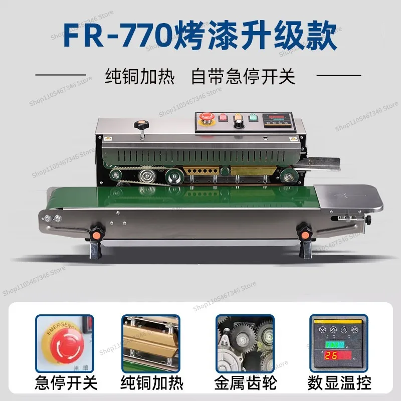 Automatic Sealing Machine Commercial Small Continuous Sealing Packaging Machine Fr770 Aluminum Foil Bag Tea Bag Moon Cake Bag
