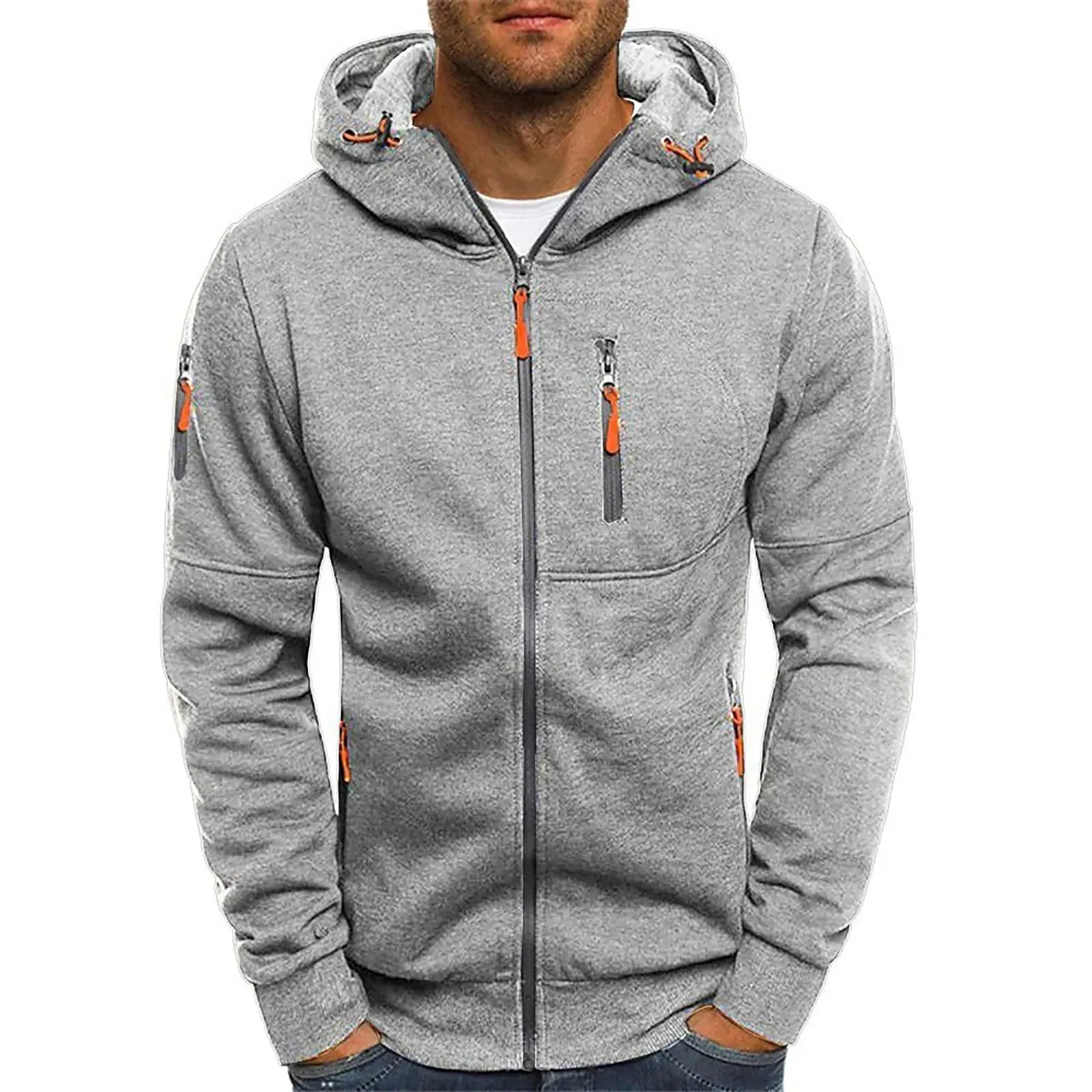 

Men Autumn Winter Hoodie Solid Color Zipper Up Hooded Stand-Up Collar Hoodies Sweatshirts Fitness Thick Basic Sports Tracksuits