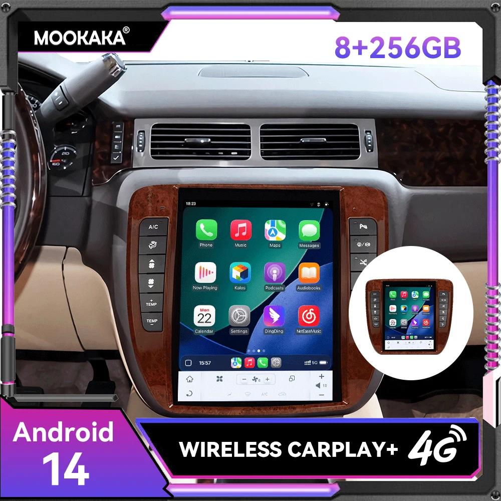 12.1 inch Android 14.0 Car DSP Player For GMC Yukon Chevrolet Tahoe Suburban 2007 - 2013 Tesla Style GPS Radio Stereo Head Unit