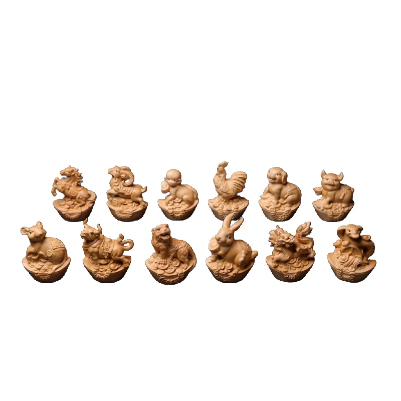 Hand-Carved Hinoki Wood Zodiac Animal Figurine - 6