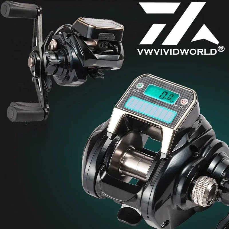 

VWVIVIDWORLD,Solar Energy,Digital Display Baitcasting Reel,Fishing Reel,Steel Bearing,8.0:1 High Speed Gear Ratio,Casting Reel