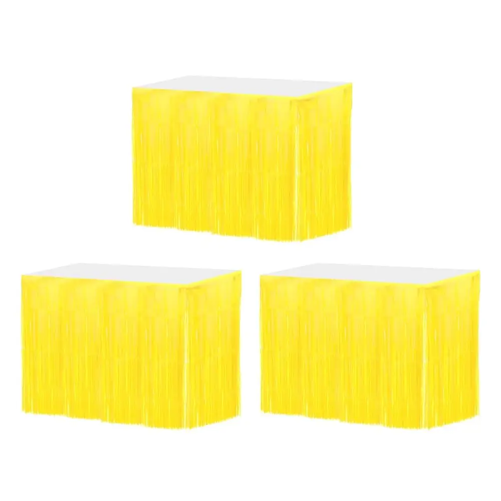 

3 шт. 29x108 дюймов, светло-желтые металлические фольгированные бахромчатые скатерти-юбки для прямоугольных столов, для свадеб и дней рождения