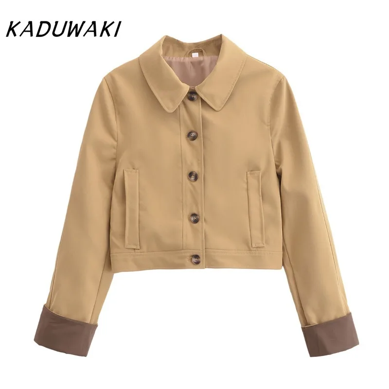 

KADUWAKI Elegant Women Fashion Short Shirt Style Trench Coat and Mid Waist Balloon Shorts Female Two Piece Set Y2k Blazer Mujer
