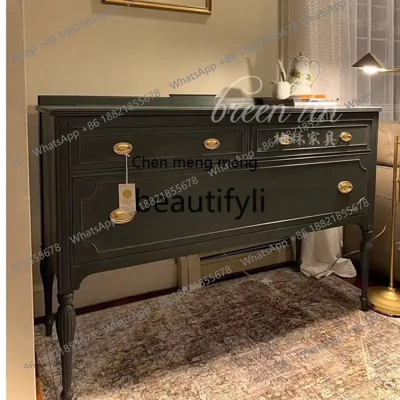 2003French black solid wood entrance table/partition entrance table/simple wall partition drawer dining side cabinet
