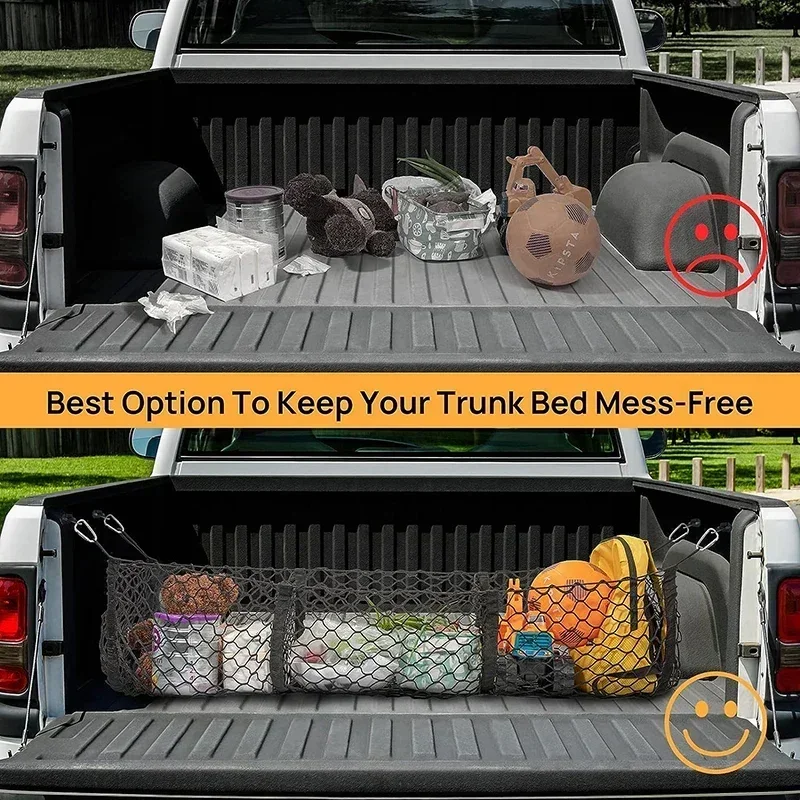 Cargo Net Trunk Bed Organizer Mesh Storage Net Truck Accessories Bed Grocery Holder for SUV Car Toyota Pickup Truck Bed