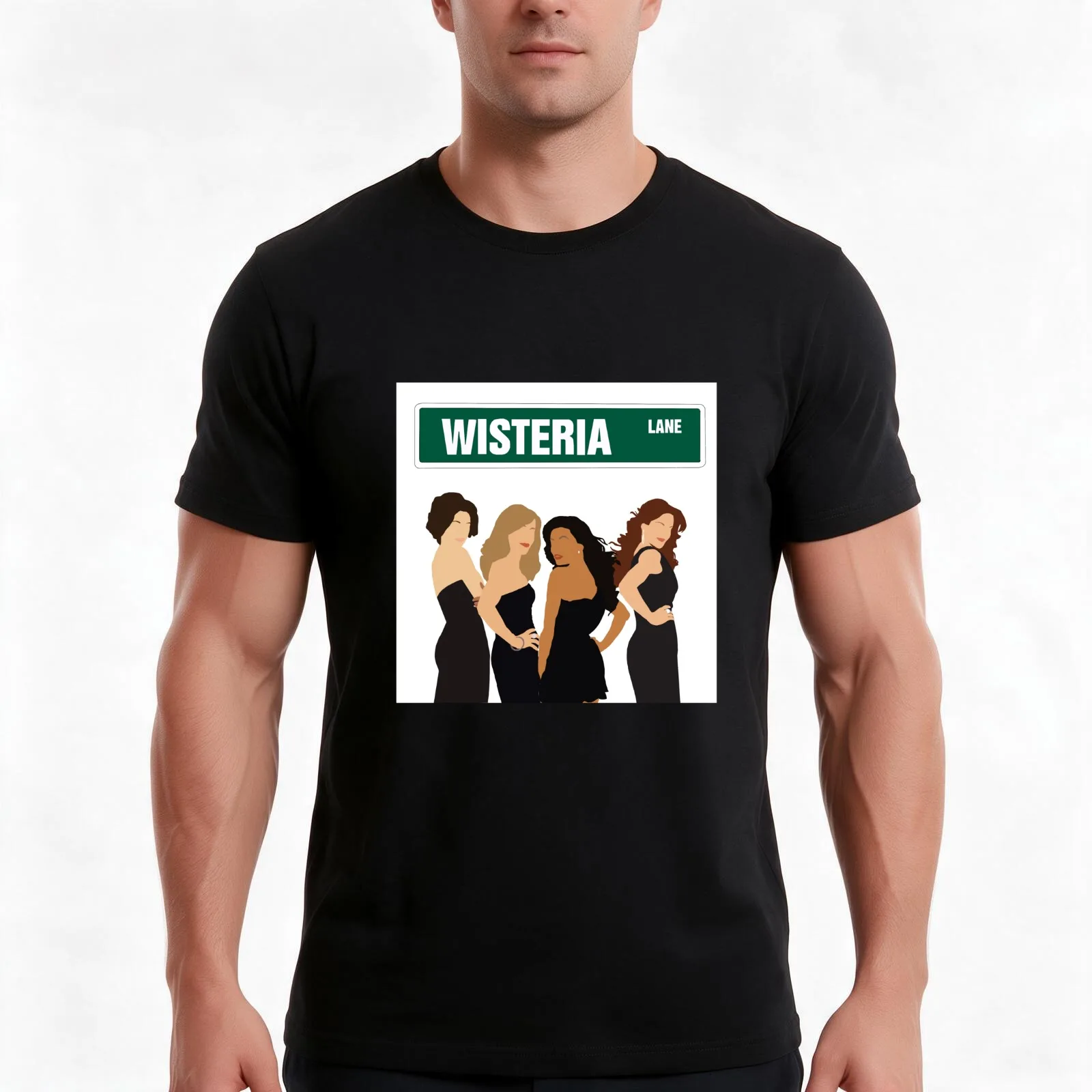 Desperate Housewives Silhouette Print T-Shirt, Summer Casual Cotton Tee, Oversized Streetwear Tops, Vintage Graphic Print