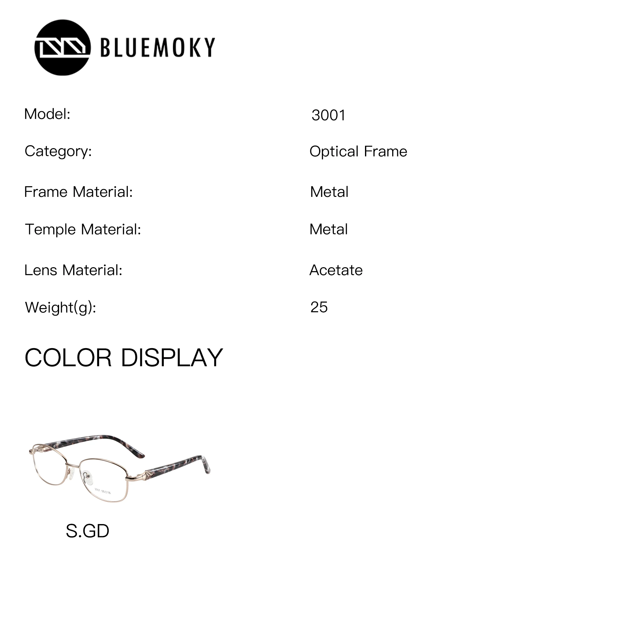 BLUEMOKY M Size Cat Eye Prescription Eyeglasses Metal Photochromic Anti Blue Light Optical Corrective Women's Glasses