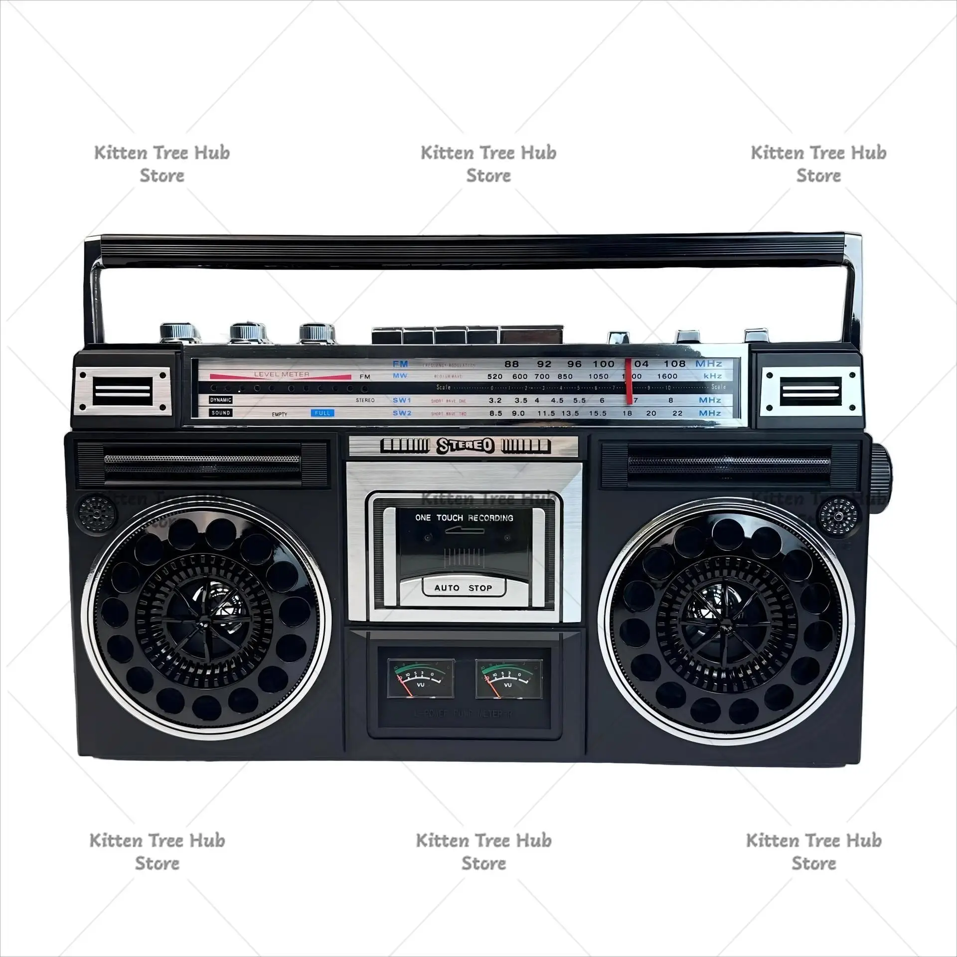 Vintage Boombox Cassette Player Retro Radio Dual Speaker AM FM Bluetooth Portable Stereo Sound System Outdoor