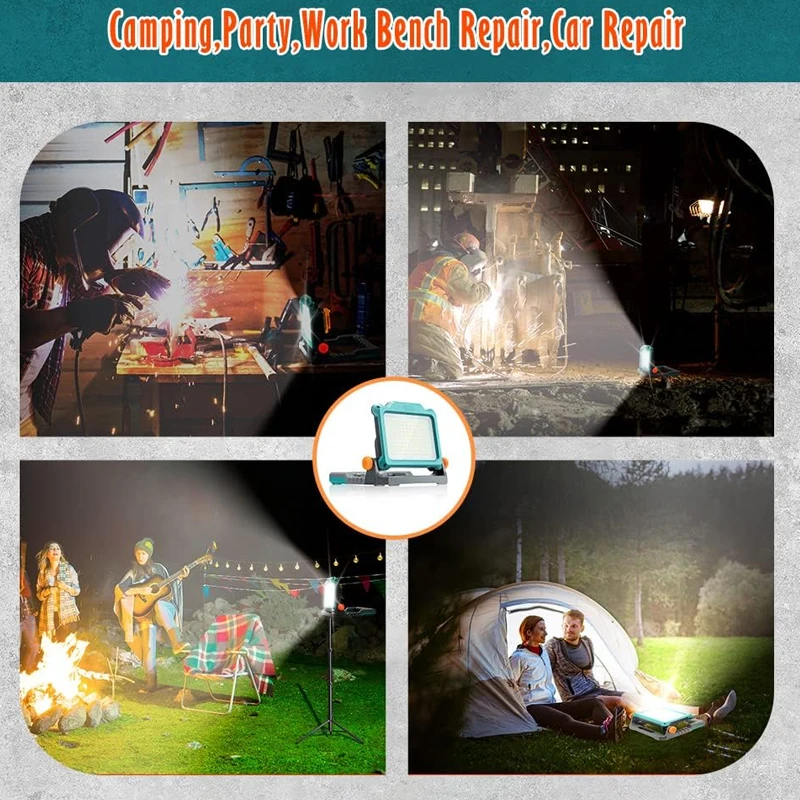 Led ランプ屋外 DeWalt/マキタ/ボッシュ/ミルウォーキー 18V 20V リチウムイオン電池供給 LED 作業灯ランプ折りたたみ式車の修理