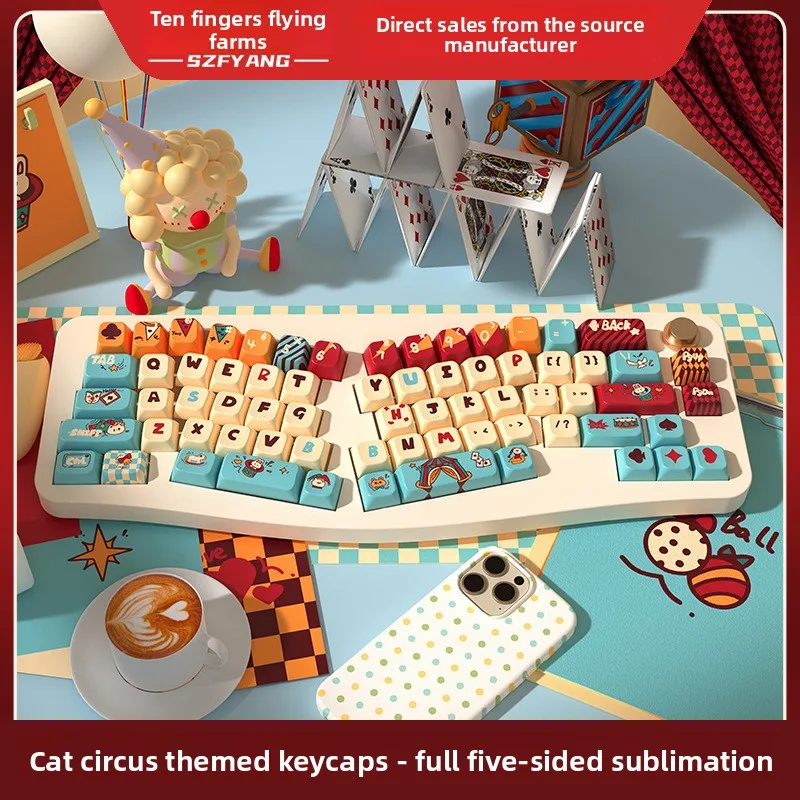 

Оригинальная клавиатура Cat Circus MD, персонализированная настройкаpbt, сублимационная механическая клавиатура