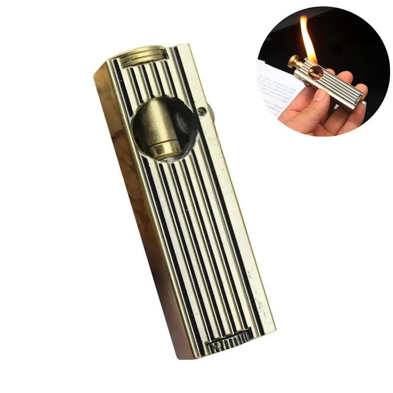 

Slijpschijf Torch Vuursteentje Metalen Vintage Gratis Fire Kerosine Olie Pijp Compact Aansteker Winddicht Gadgets Voor Mannen