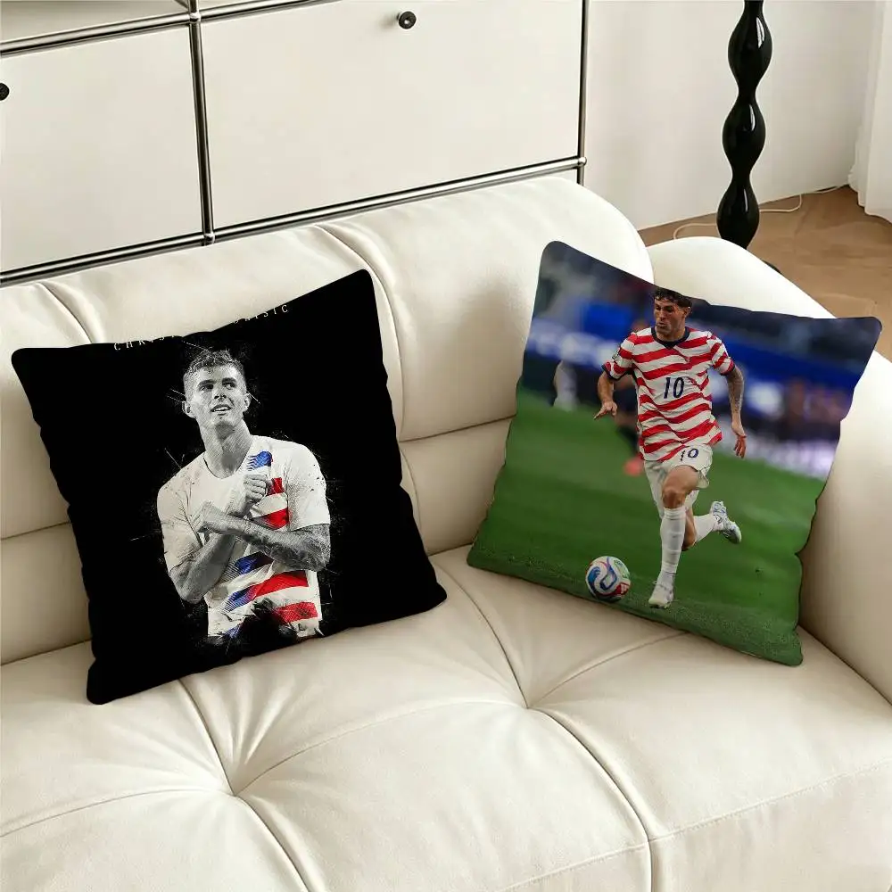 Football C-Christian No.10 P-Pulisic Pillow Case for Sofa Living Room Home office Decor Protective Cover