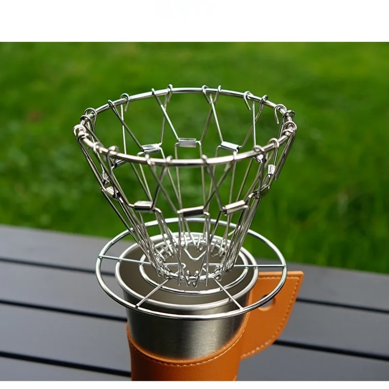 

Outdoor Portable Hand Brewed Coffee Filter Stand Camping Folding Coffee Drip Rack 304 Stainless Steel Filter Holder