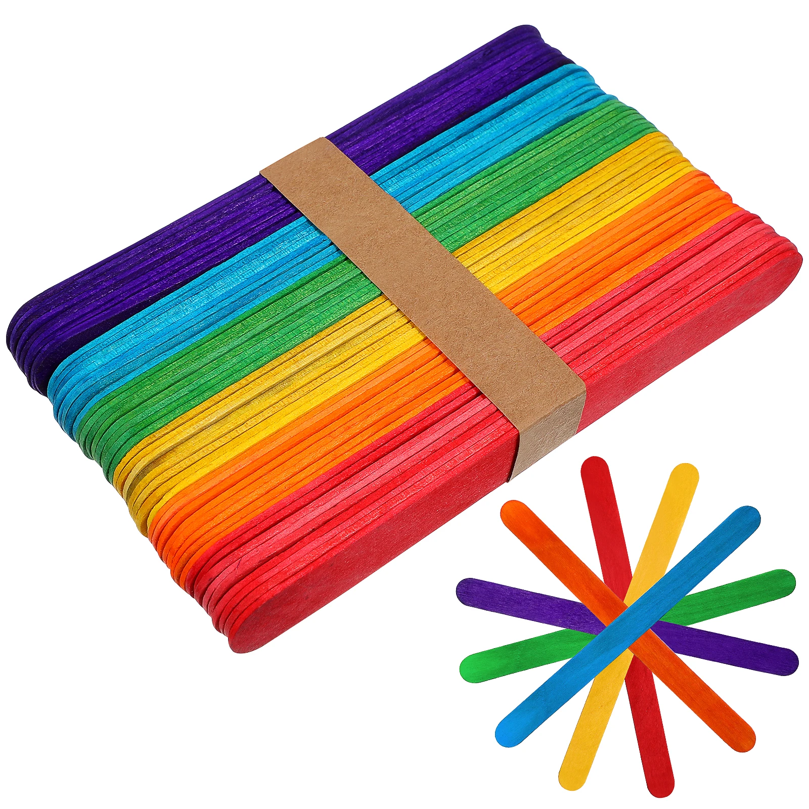 200pcs Colorful Ice Cream Sticks Colored Popsicle Craft Wood Diy Bulk Kids Classroom Party Camp Projects Decoration