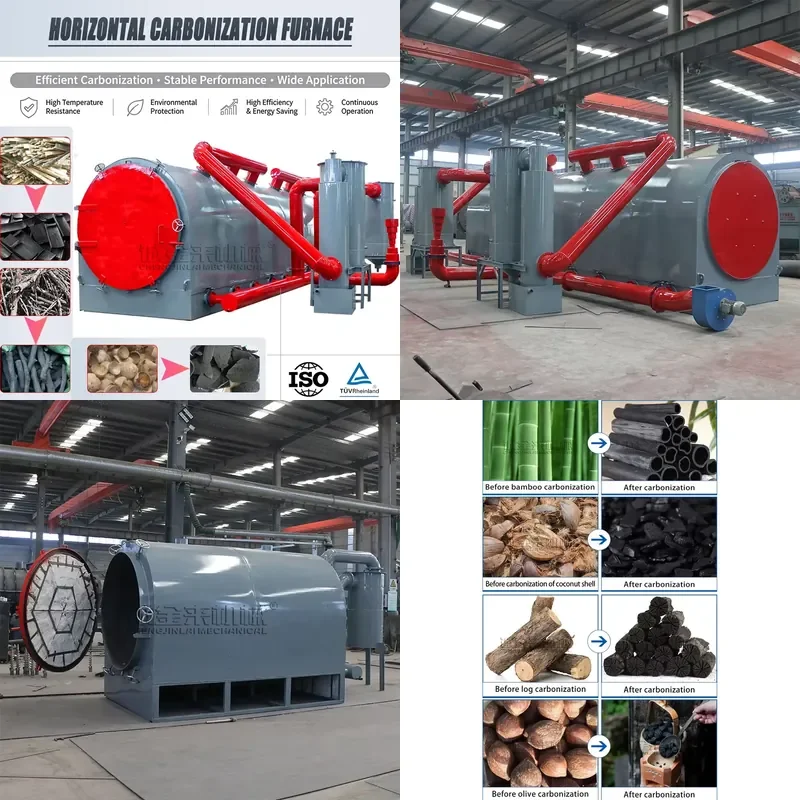 Energy-saving Horizontal Carbonization Machine Coconut Shell Biomass Carbonization Kiln Hardwood Sawdust Briquette Carbonizer