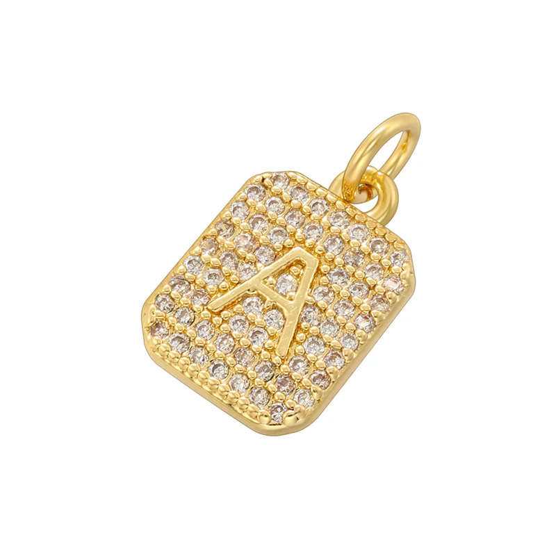 ZHUKOU 18K gold plated zirconia A-Z 26 letters jewellery accessory pendant for men and women in golden: VD1504