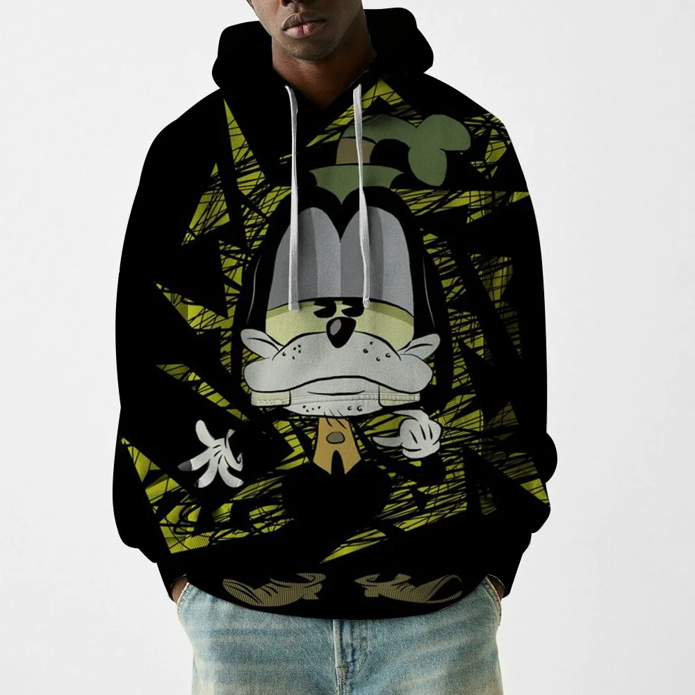 

Новая модная осенняя толстовка в стиле ретро для отдыха и фитнеса, международная мужская свободная толстовка с капюшоном Disney Goofy Fashion 2026