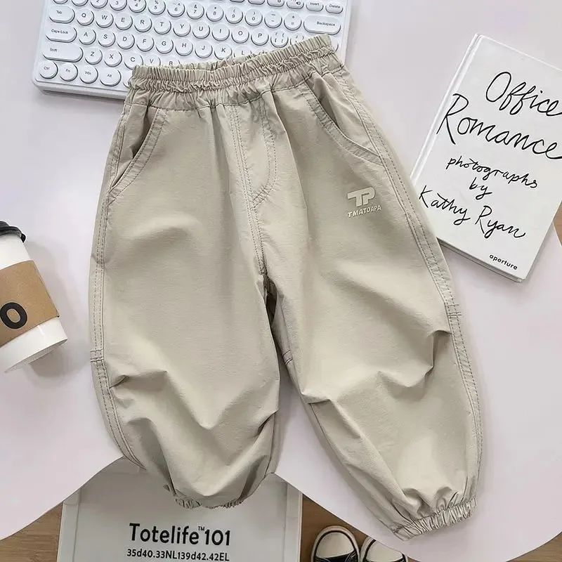 2-10Y Boys Thin Ice Silk Pants Summer 2025 New Children's Elastic Mosquito proof Quick Drying Pants kid Boys' Handsome Leggings