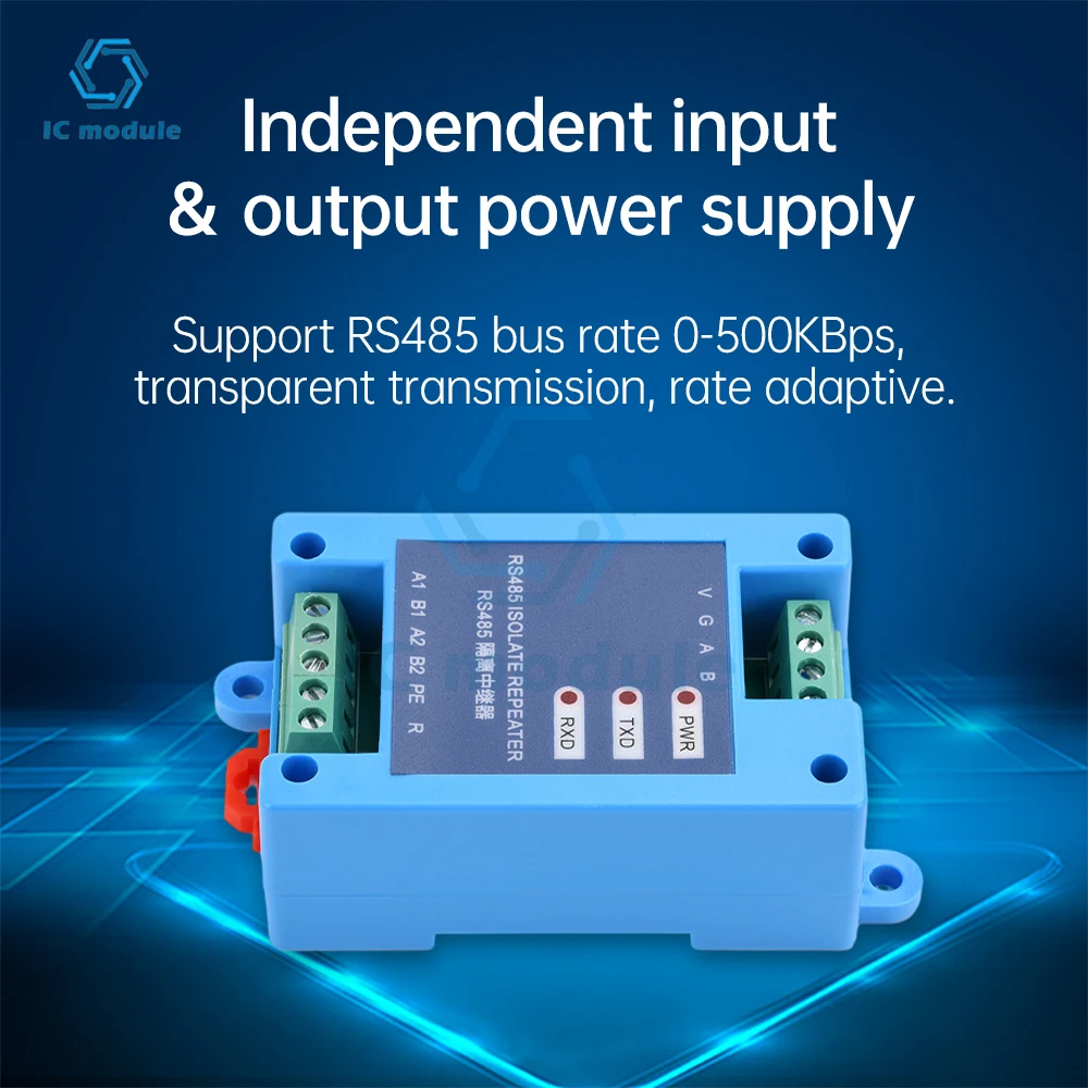 DC12-36V RS485 Isolation Repeater Hub Hub 2-Port Communication Isolation Module Signal Amplifier