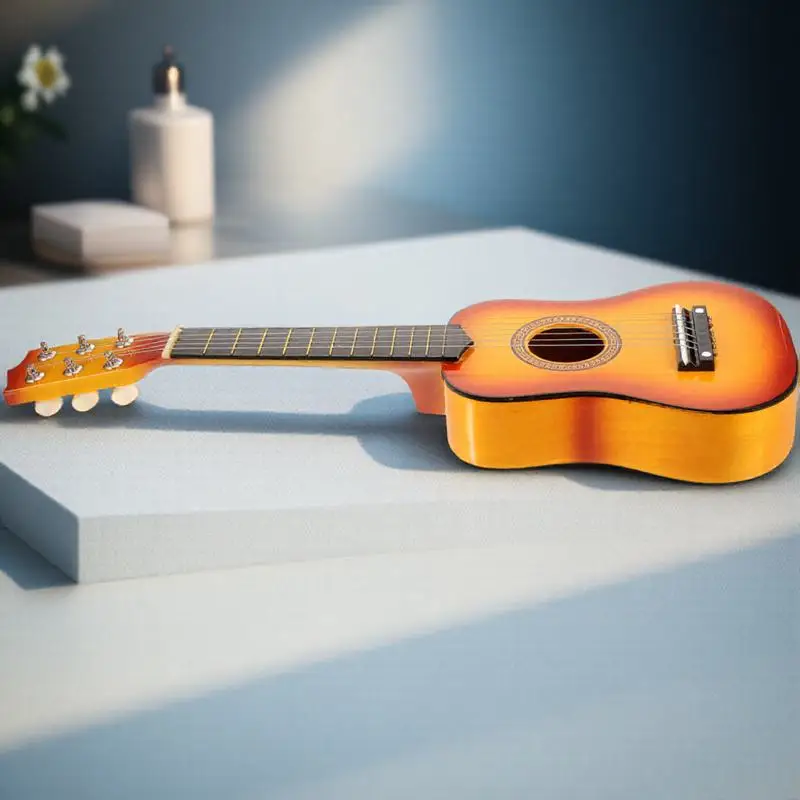 21 Inch Children Guitar Small Size Portable Wooden Acoustic Musical Instrument For Kids Beginner Gift Elastic Frets Low Action