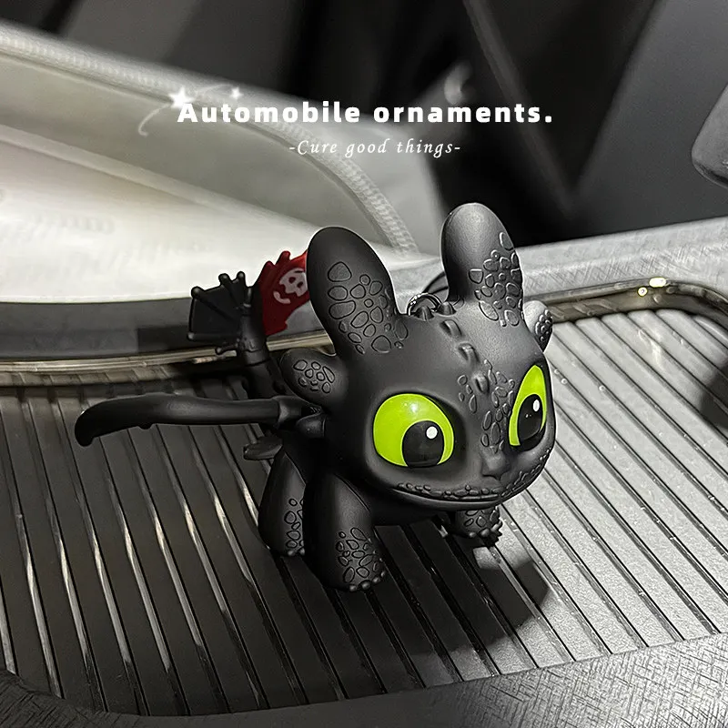 Genuine Cute Glowing Toothless Car Interior Ornament, Night Fury Wings Can Move Car Dashboard Decoration  Car Hanging Accessory