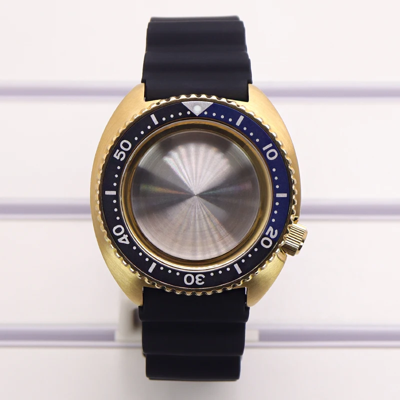 45mm PVD Gold Stahl Uhrengehäuse Saphirglas 100m Wasserdicht für Mod SRPD Turtle Abalone NH35 NH36 NH38 NH34 Uhrwerk 120 Klicks – Detail 2