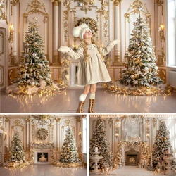 Christmas Winter Photography Majestic Tree Sparkling Lights Gold White Hues Backdrop Baby Background Photo Studio Photocall