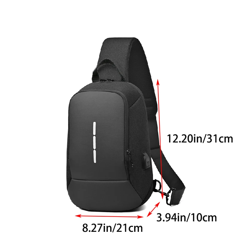 Anti-theft Combination Lock Chest Bags With USB Charging Port Men Business Storage Crossbody Bag Casual Travel Chest Packs Male