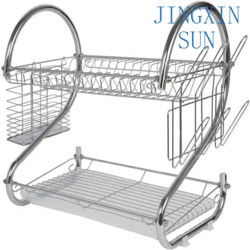 Home Kitchen S Shape 2 Tier Storage Organizers Bathroom Shelf Rust Resistant Metal Wire Wesh Drying Dish Rack
