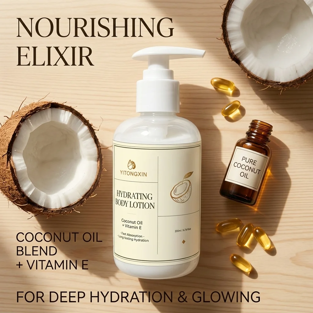 1 Bottle Coconut & Vitamin E Body Lotion Nourishing Elixir Style Fast-Absorbing Non-Greasy Deep Moisture Luminous Glow Daily Ski