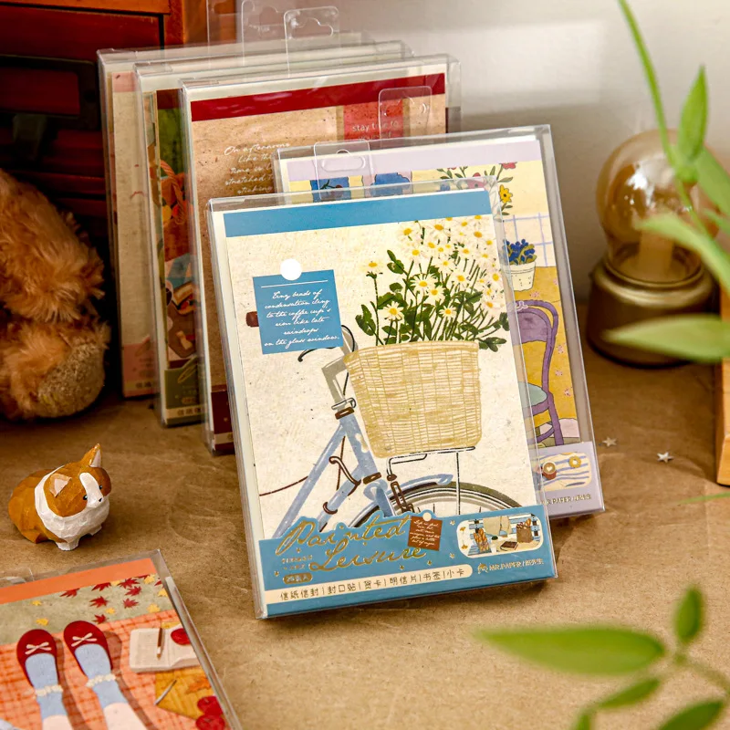 1Box Retro Illustration Postcard Set, Painted Leisure Series, Aesthetic Life Scene Cards for Junk Journal Decoration