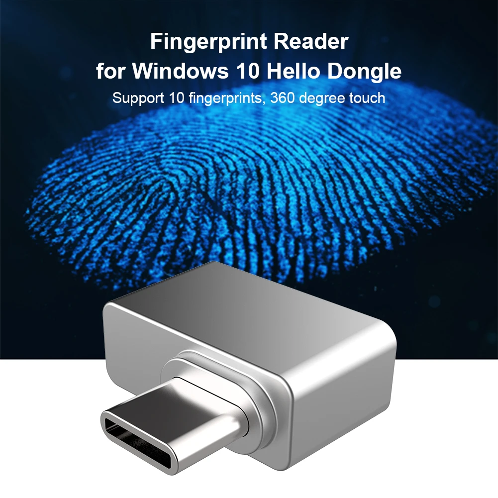 TEC Type-C Fingerpr Fingerprint Reader Module for Windows 7、10、11 Hello Dongle Biometric Scanner padlock for Laptops & PC —u9