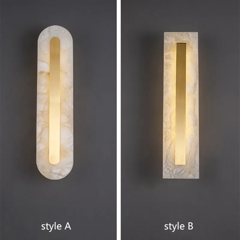 

Light luxury copper wall lamp modern villa living room long strip TV background wall lamp marble bedside wall light