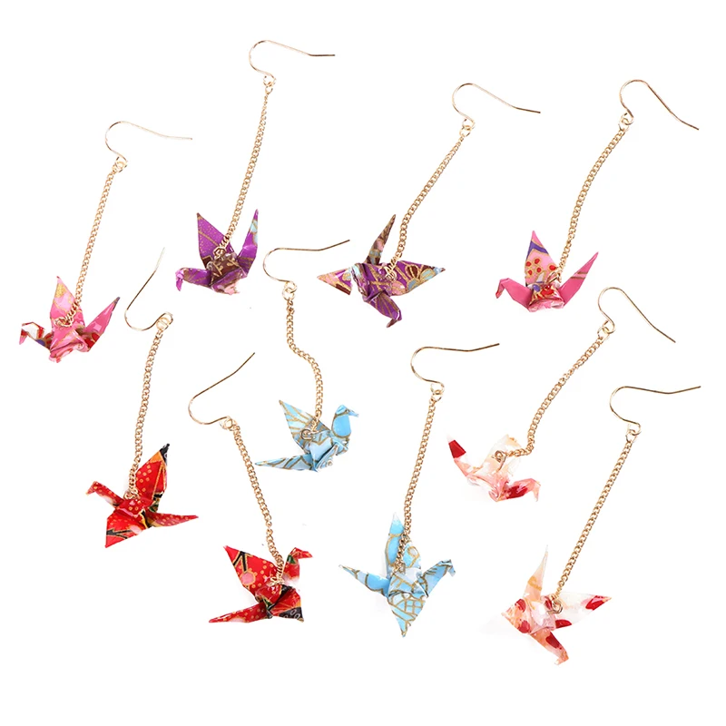 Kranich Earrings Origami Miniblings Bird Cranes Faltkunst Senbazuru Paper