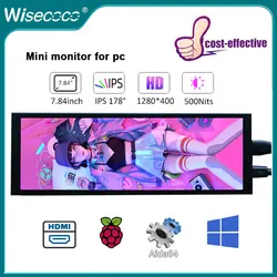 7,84 inch 1280x400 draagbare mini LCD-monitor IPS secundair scherm computerscherm voor laptop pc gaming Raspberry pi 5 4 Aida64