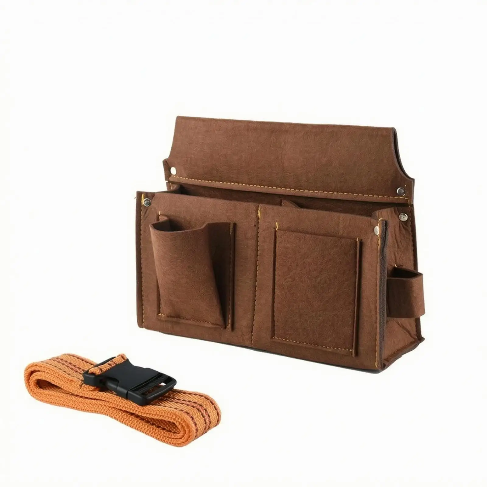 Multi Pocket Carpenter Nail Bag with Sturdy Buckle Waist Belt for Hand Tools and Fasteners Organization