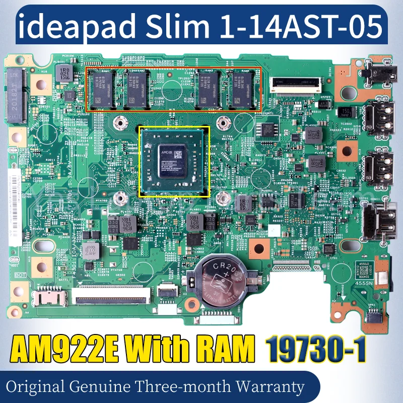 19730-1 For LENOVO ideapad Slim 1-14AST-05 Laptop Mainboard 5B20S43140 AM922E With RAM Notebook Motherboard