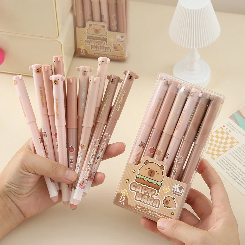 

48pcs/lot Kawaii Capybara Erasable Gel Pen Cute 0.5mm Blue Ink Neutral Pens Gift Stationery Office School Supply