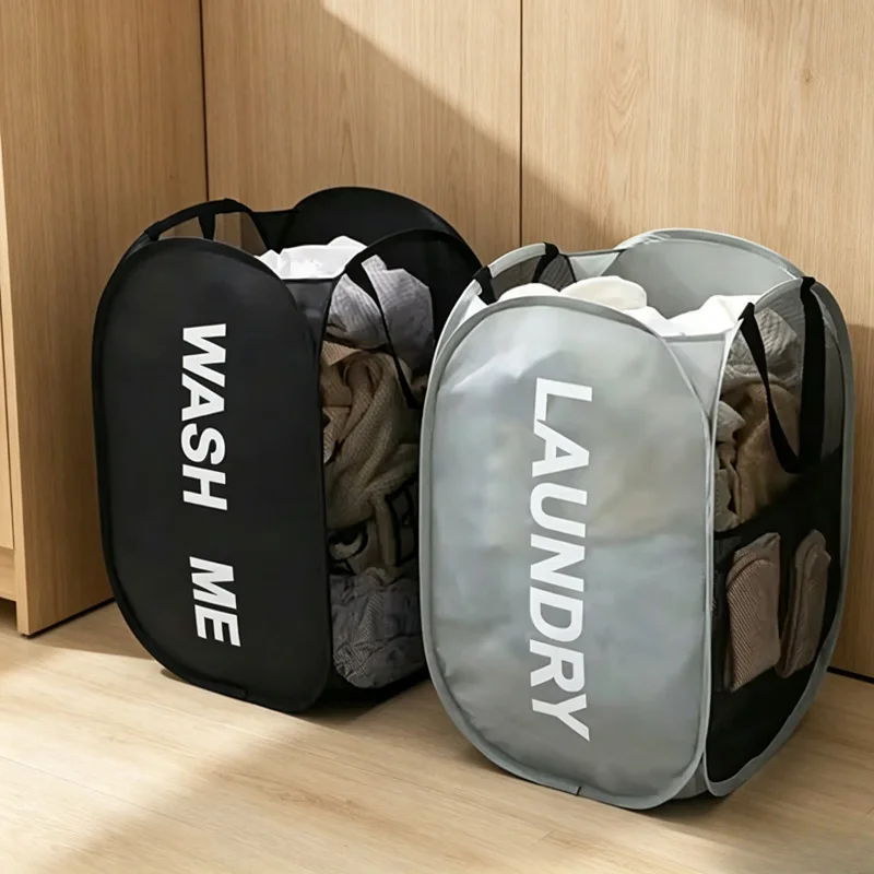 Collapsible Breathable Mesh Laundry Hamper, Space-Saving Portable Dirty Clothes Storage Basket for Dorm & Travel