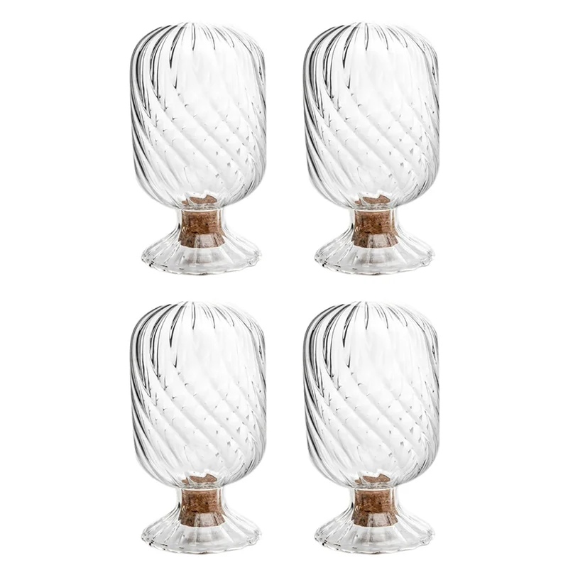 AT69 -4 Set Helix Shaped Match Holder, Glass Matches Cloche For 4 Inch, Upside Down Match Holder Jar , Not Include Matches