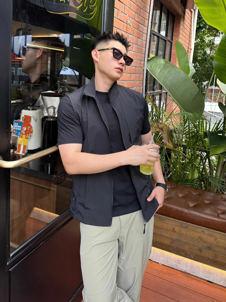 

Summer Qui Dry Stand Collar Vest Men's Outdoor Faion Sun Protection Skin Light Thin Svel Layering Top irt