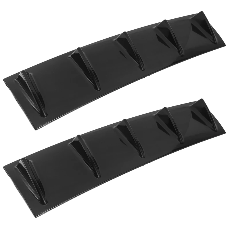 

2X Hot 58.4X15.2Cm Style Universal Rear Bumper Lip Diffuser 5 Fin Gloss Black Abs Car Diffuser Fin Shark Style