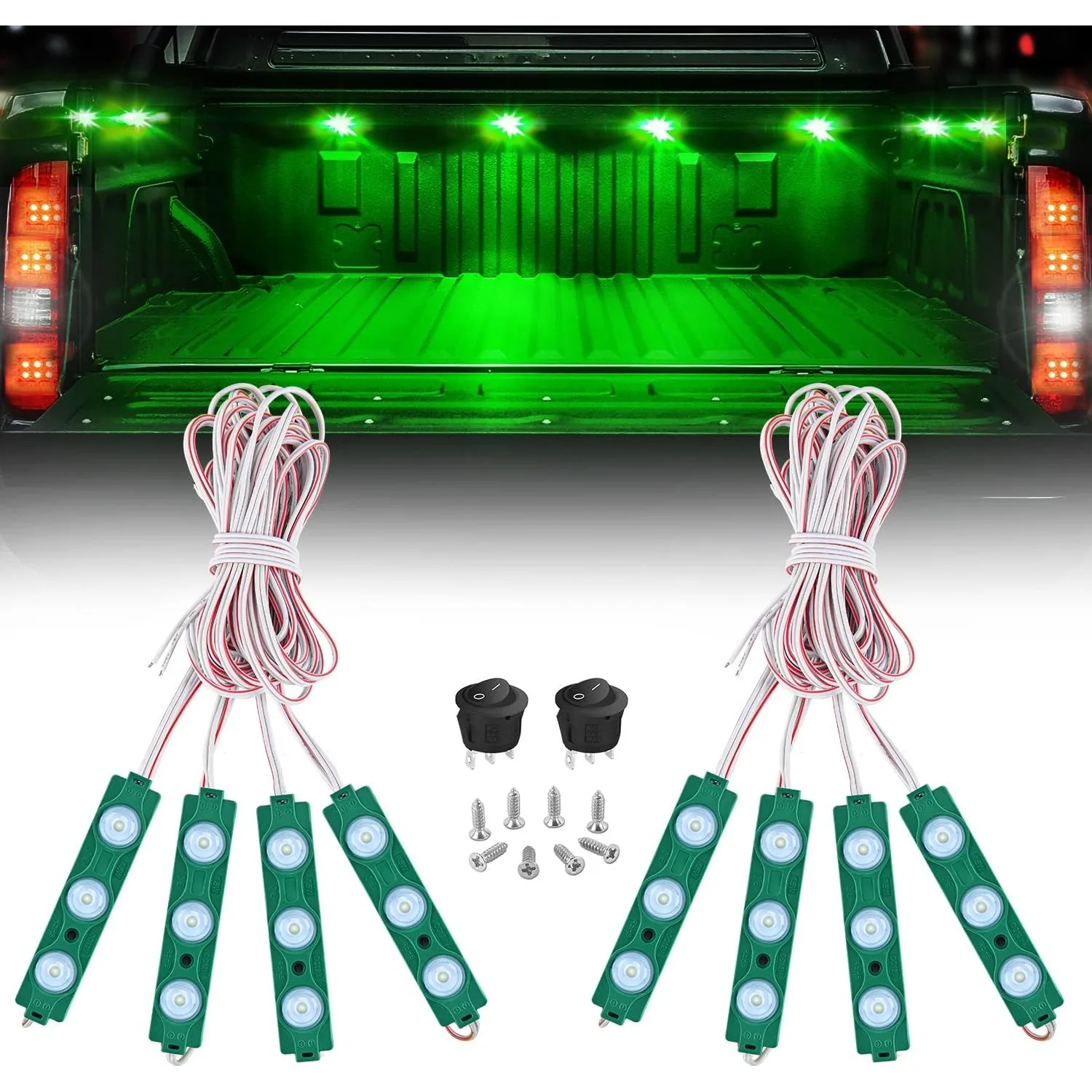 Nilight 8PCS 24LED Rock Light for Cargo Truck Pickup Bed Off Road Under Car Side Marker LED Rock Lighting Kit w/Switch White
